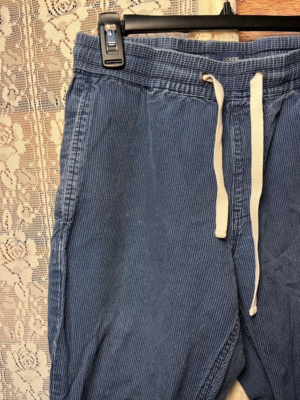 J. Crew Indigo Pinstripe Chambray Jogger Pants (247) - Picture 4 of 10